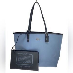 Coach Blue Tote Bag | Reversible | Interior Pouch | Used Purse